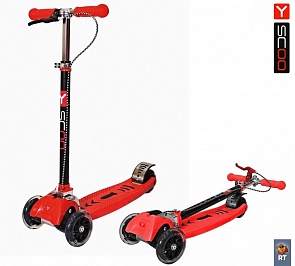 Самокат Maxi City RT Simple Gagarin трансформер с ручным тормозом, red (Y-SCOO, 4960RT)